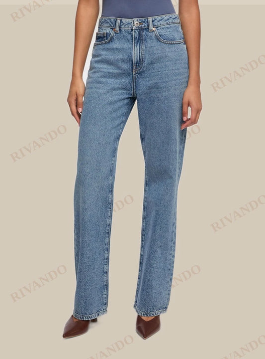 Jeans straight blu denim medio donna vita regolare - Terranova - immagine 2