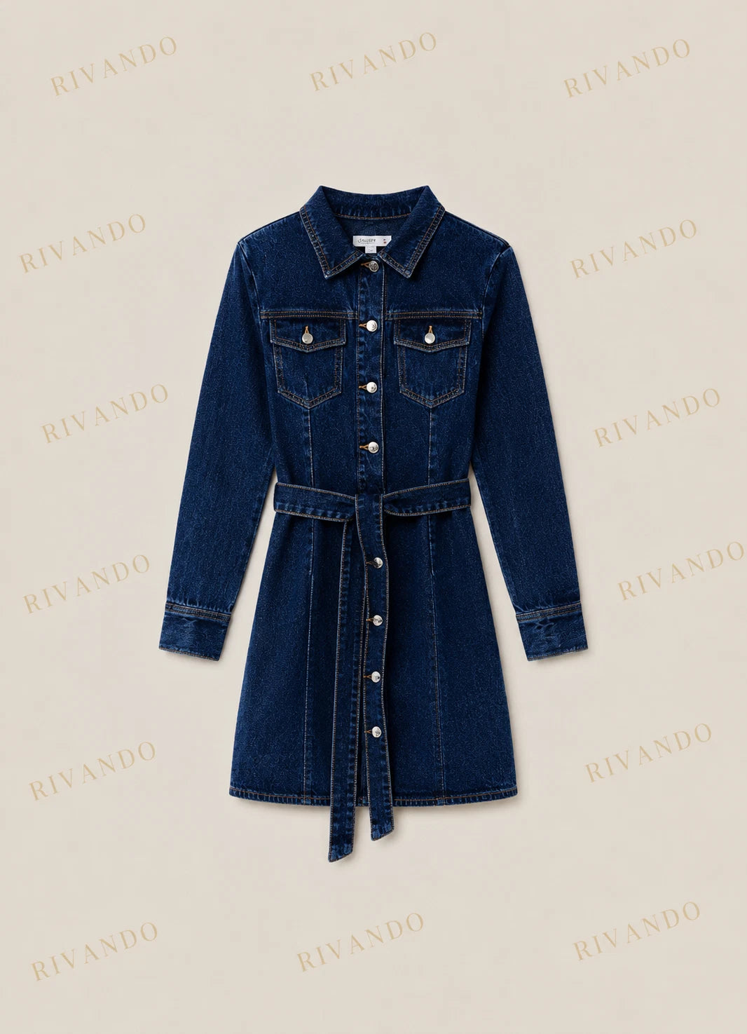 Vestito di jeans donna blu denim medio con cintura - Calliope - immagine 5