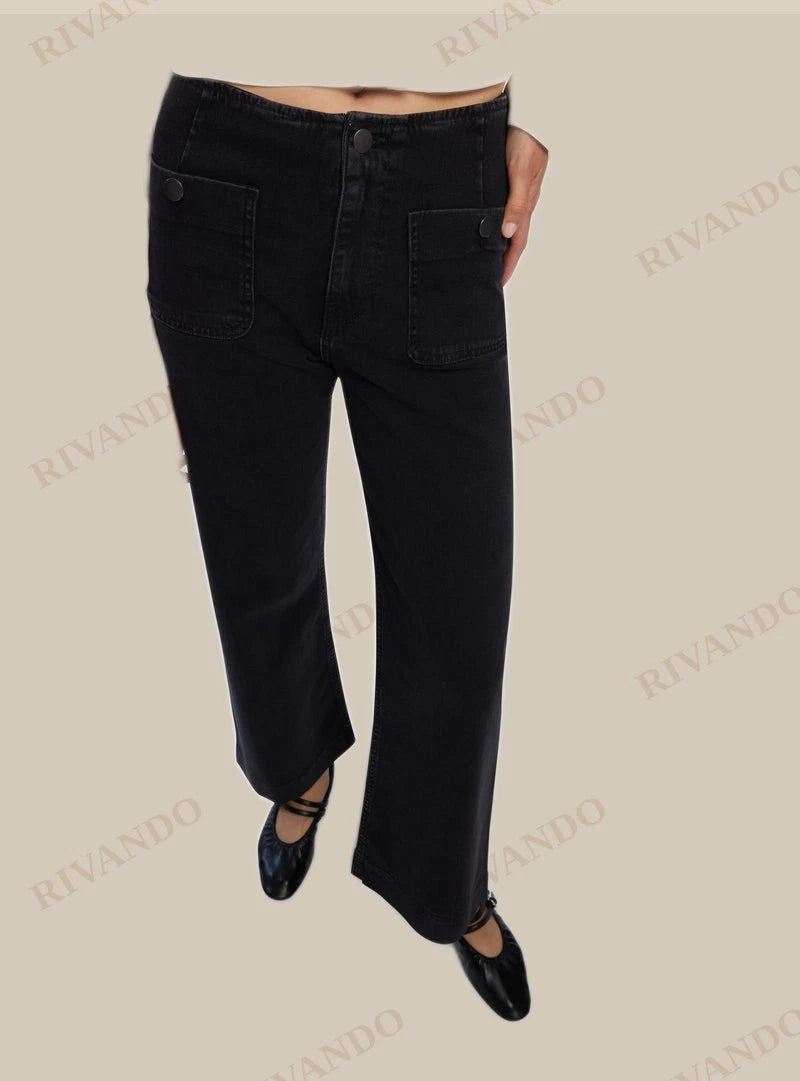 Jeans con tasche applicate wide leg