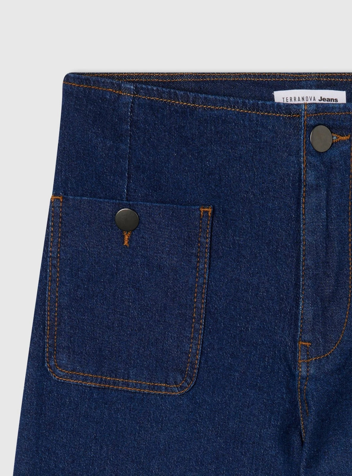 Dark wide-leg jeans con tasche a toppa - Dark blue denim