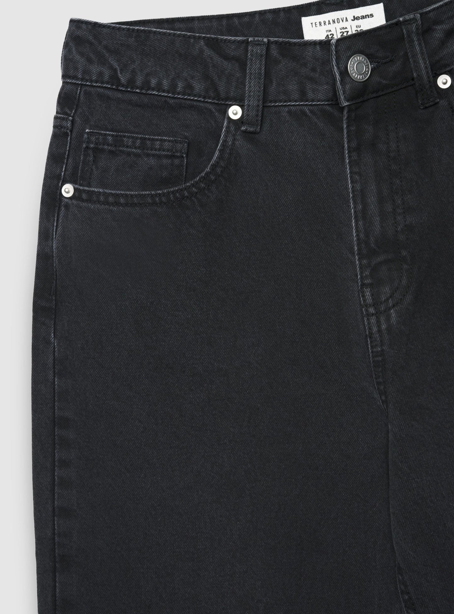 Jeans wide leg nero denim donna vita media - Terranova - immagine 7