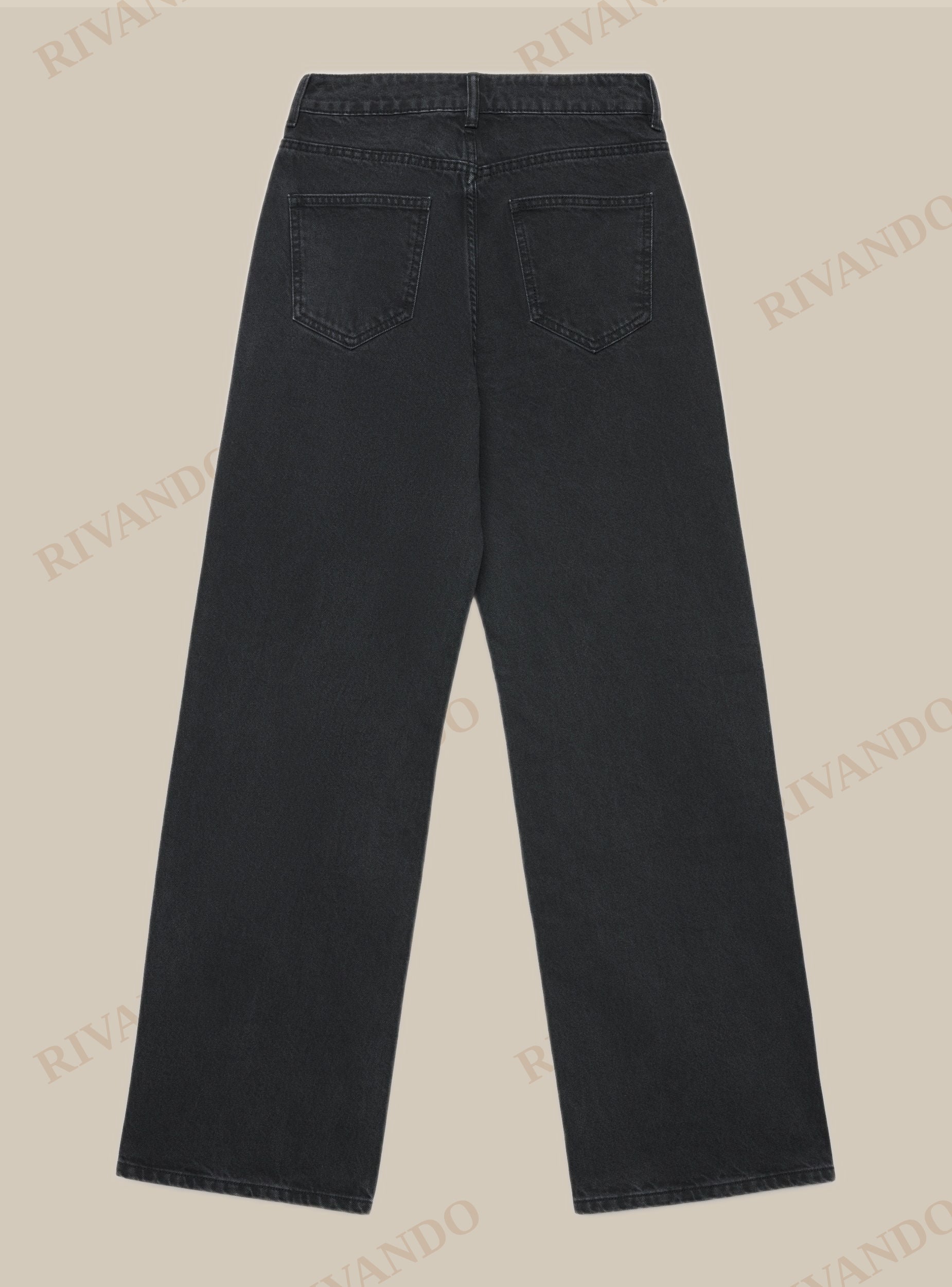 Jeans wide leg nero denim donna vita media - Terranova - immagine 6