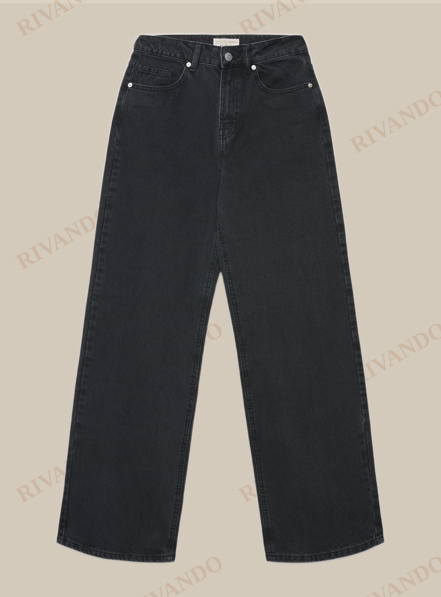 Jeans wide leg nero denim donna vita media - Terranova - immagine 5