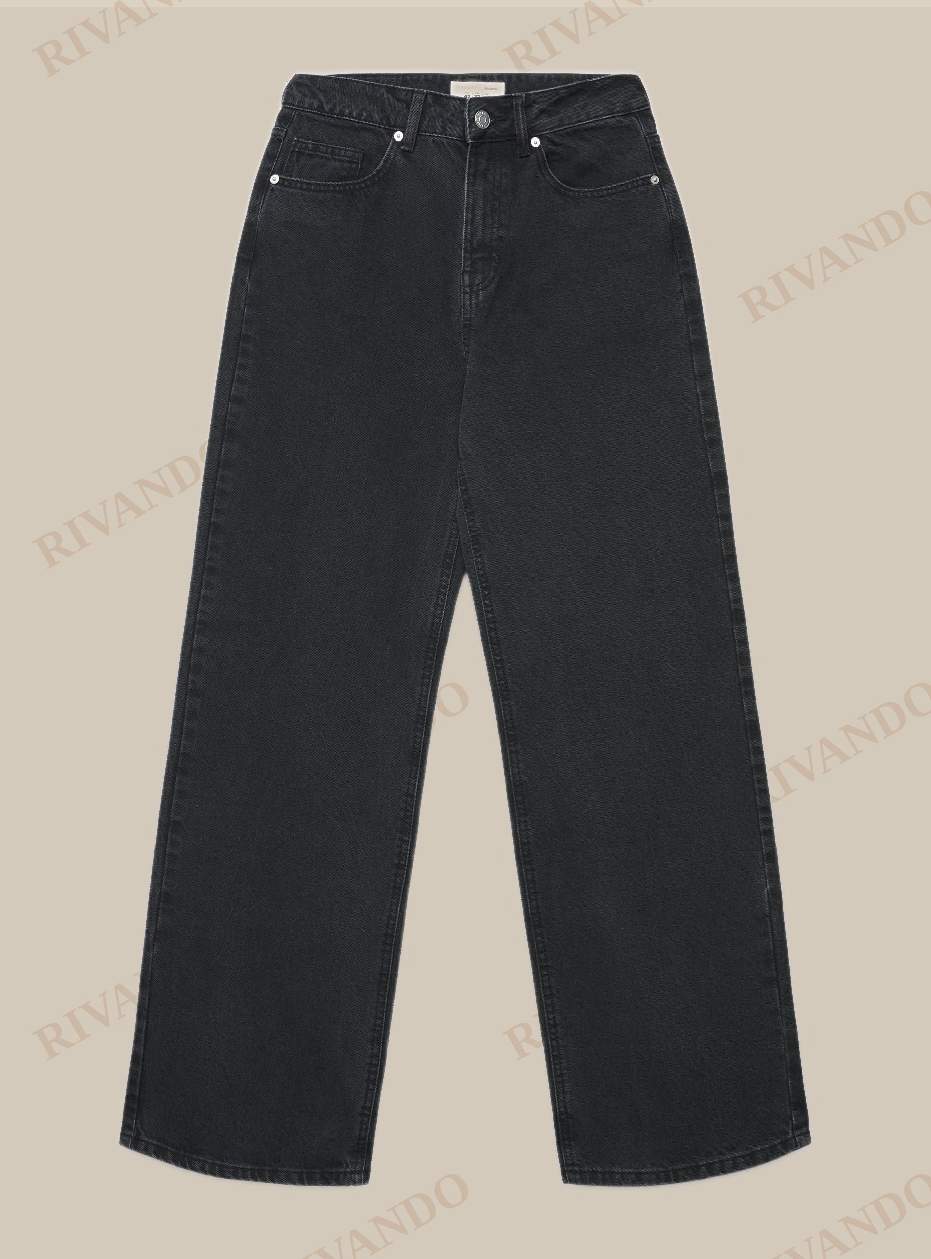 Jeans wide leg nero denim donna vita media - Terranova - immagine 5