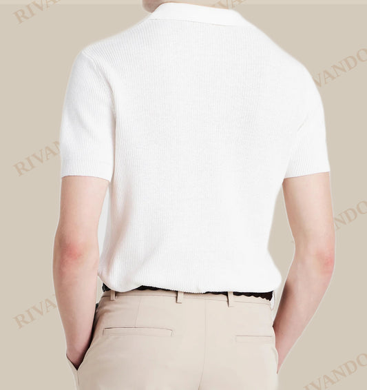Polo bianca uomo regular fit senza bottoni - Calliope